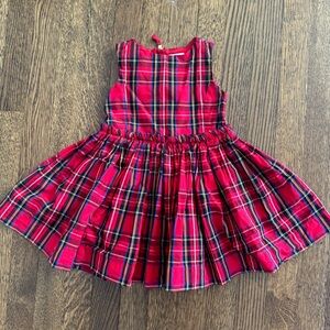 J Crew Crewcuts Holiday Red Tartan Plaid Pleated Dres - Size 2T